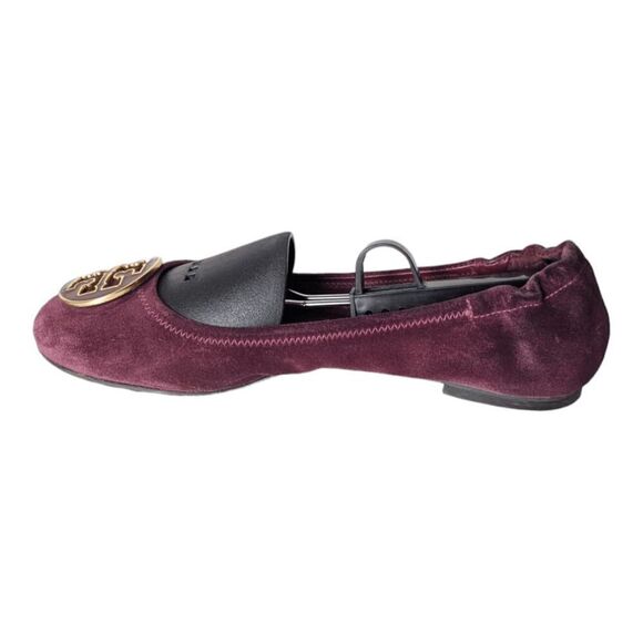 TORY BURCH Reva Maroon Suede Ballet Flats Size 8.5M - Picture 7 of 9